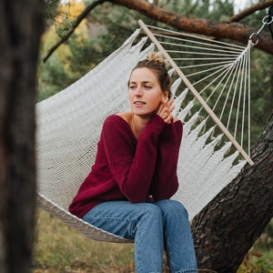 Madeira Pullover - Alpaca Wool Sweater - Hand Knitted Pullover - Women Wool Pullover - V Neck Sweater - Winter Sweater - Women Sweater