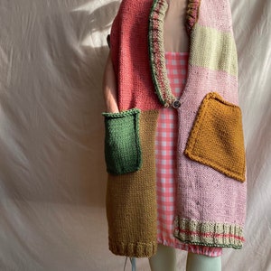 handknit vest / shawl with large pockets
