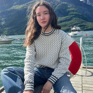 Alpaca Wool Fisherman Sweater, Women's Estonian Jumper, Nordic style Crewneck, Norwegian Outdoor Warm Pullover, Traditional Winter Gift