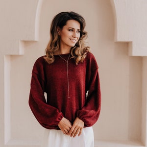 Alpaca Sweater Women 100% Alpaca Wool Pullover Bordeaux Sweater Alpaca Wool Jumper Soft Sweater Alpaca Pullover 55 colors available