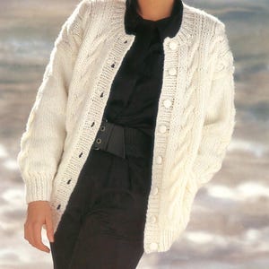 Woman's Easy Knit Chunky Cable Cardigan ~ Quick knit  Chunky- Bulky 12 Ply  yarn 30-40" Knitting pattern -Download PDF-English bottom up