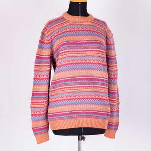 Alpaca wool sweater for women, Fair isle knit pullover, Warm multicolor jumper, Handmade cozy gift